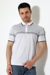 Fermuar Detaylı Desenli Pamuklu Polo Yaka T-shirt