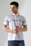 Fermuar Detaylı Desenli Pamuklu Polo Yaka T-shirt