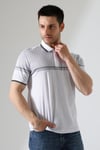 Fermuar Detaylı Desenli Pamuklu Polo Yaka T-shirt