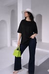 Kadın Bisiklet Yaka Basic Kısa Kollu Regular Rahat Kesim T-Shirt 6644
