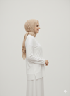 Kadın Bisiklet Yaka Çiçek Nakışlı ve Yırtmaç Detaylı Sweatshirt, Lastik Bel Etek Tesettür Takım