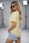 Kadın Bisiklet Yaka Kısa Kollu Gold Yan Toka Detaylı T-Shirt 5035