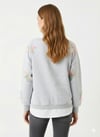 Kadın Çiçek Tül Detaylı Nakışlı Gömlek Yaka Üç İplik Kalın Sweatshirt Tunik