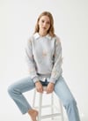 Kadın Çiçek Tül Detaylı Nakışlı Gömlek Yaka Üç İplik Kalın Sweatshirt Tunik