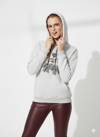 Kadın Kapüşonlu Cepli Üç İplik Yumuşak Dokulu İpi Fiyonk Detaylı İşlemeli Uzun Kollu Sweatshirt