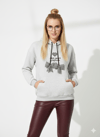 Kadın Kapüşonlu Cepli Üç İplik Yumuşak Dokulu İpi Fiyonk Detaylı İşlemeli Uzun Kollu Sweatshirt