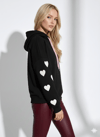Kadın Kapüşonlu Üç İplik Şardonlu Çift Renk Kol Detaylı Kalp Baskılı Yumuşak Dokulu İçi Pamuklu Uzun Kollu Sweatshirt