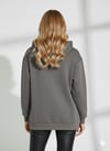 Kadın Kapüşonlu Yumuşak Dokulu Cep Detaylı Fularlı Uzun Kollu Sweatshirt