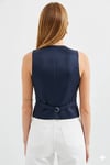 Kadın Kruvaze Kesim Slim Fit V Yaka Düğme Detaylı Yelek