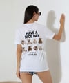Kadın Ön Ve arka Ayıcık baskılı Bisiklet Yaka t-shirt