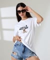 Kadın Ön Ve arka Ayıcık baskılı Bisiklet Yaka t-shirt