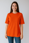 Kadın Oversize kalıp Bürümcük Kumaş Duble Kol Yandan Yırtmaçlı T-shirt Bluz - T954