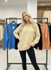 Kadın V Yaka Oversize Basic Kare Desenli Fitilli  Triko Kazak - 6542
