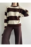 OVERSIZE GENİŞ ÇİZGİLİ TRİKO KAZAK