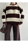 OVERSIZE GENİŞ ÇİZGİLİ TRİKO KAZAK