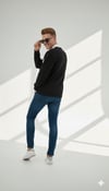 Unısex Gömlek Yaka Üç İplikli Düğmeli Yumuşak Dokulu Çift Renk Sweatshirt