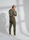 Unisex Haki Fitilli İçi Polarlı Bisiklet Yaka Slim Cepli 2'li Takım