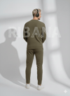 Unisex Haki Fitilli İçi Polarlı Bisiklet Yaka Slim Cepli 2'li Takım