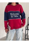 Yazı Detaylı Renk Bloklu Bisiklet Yaka 3 İplik Sweatshirt