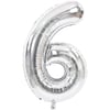 34 inç Folyo Balon34 inç Gümüş 6 Rakam Folyo Balon 
