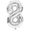 34 inç Folyo Balon34 inç Gümüş 8 Rakam Folyo Balon 