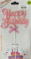 Mum Ve MeşaleHappy Birthday Pasta Süsü Pembe