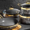 Tencere ve Tencere SetiBrioni Royal Stone 7 Parça Taş Granit Tencere Tava Seti - Kumtaşı Altın