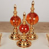 Globe Gold Düz 3 lü Dekoratif Kristal Küre - Turuncu