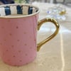 Su ve Meşrubat BardağıPuantiye Porselen Kupa Pembe