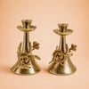 DEKORASYONRovia 2 Li Pirinç Şamdan Gold GLB-44