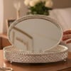 TepsiRoyking Oval Aynalı Tepsi 40 cm Gümüş