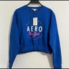 AEROPOSTALE ORJ KAYU MAVİ BİSİKLET YAKA BASKILI SWEATSHIRT