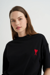 AMİ MODEL SİYAH BİSİKLET YAKA OVERSIZE T-SHIRT