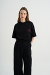 AMİ MODEL SİYAH BİSİKLET YAKA OVERSIZE T-SHIRT