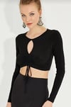 AMISU ORJ SİYAH DEKOLTE BÜZGÜLÜ MEVSİMLİK CROP BODY