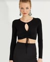 AMISU ORJ SİYAH DEKOLTE BÜZGÜLÜ MEVSİMLİK CROP BODY