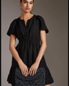 ANTHROPOLOGIE ORJ SİYAH KETEN MİNİ ELBİSE