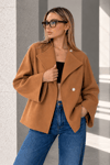 BEJ OVERSIZE KISA KAŞE CEKET