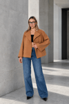 BEJ OVERSIZE KISA KAŞE CEKET