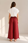 BORDO LASTİKLİ YÜKSEK BEL MODAL PANTOLON
