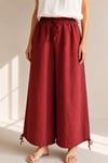 BORDO LASTİKLİ YÜKSEK BEL MODAL PANTOLON