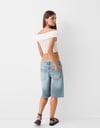 BRSHK ORJ BEYAZ STRAPLEZ CROP BODY ÖRME BLUZ