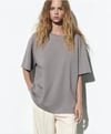 BRSHK ORJ GRİ BİSİKLET YAKA OVERSIZE T-SHIRT
