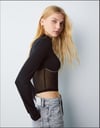 BRSHK ORJ SİYAH YARI TRANSPARAN CROP BODY
