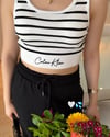 CK MODEL BEYAZ ÇİZGİLİ CROP BADY