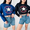 CNVRS ORJ MAVİ PİS KESİM OVERSİZE CROP SWEATSHIRT