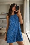 DENİM TENCEL HALTER YAKA MİNİ ELBİSE
