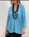 GALLERY ORJ TURKUAZ RAHAT KESİM BLUZ