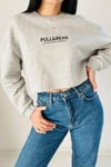 GRİ OVERSIZE BİSİKLET YAKA MODAL CROP SWEATSHIRT