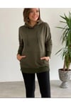HAKİ UZUN KOL KAPÜŞONKU SWEATSHIRT